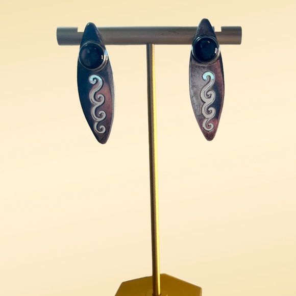 Jewelry - Vintage Sterling Silver Smokey Quartz Signed Post Earrings